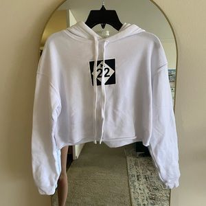 M22 White Crop Hoodie Size M
